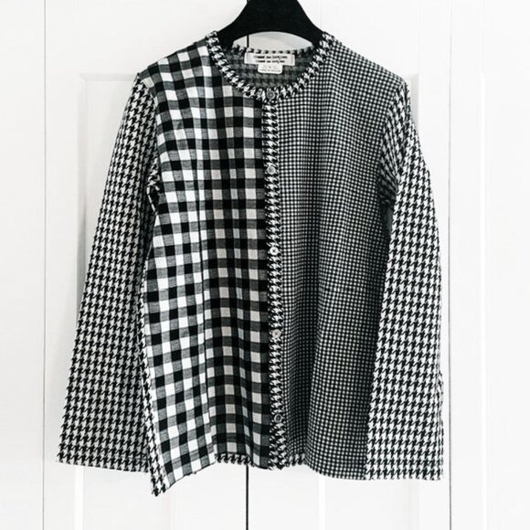 Comme des Garcons Comme des Garcons Black & White Houndstooth & Gingham cardigan - Picture 2 of 4
